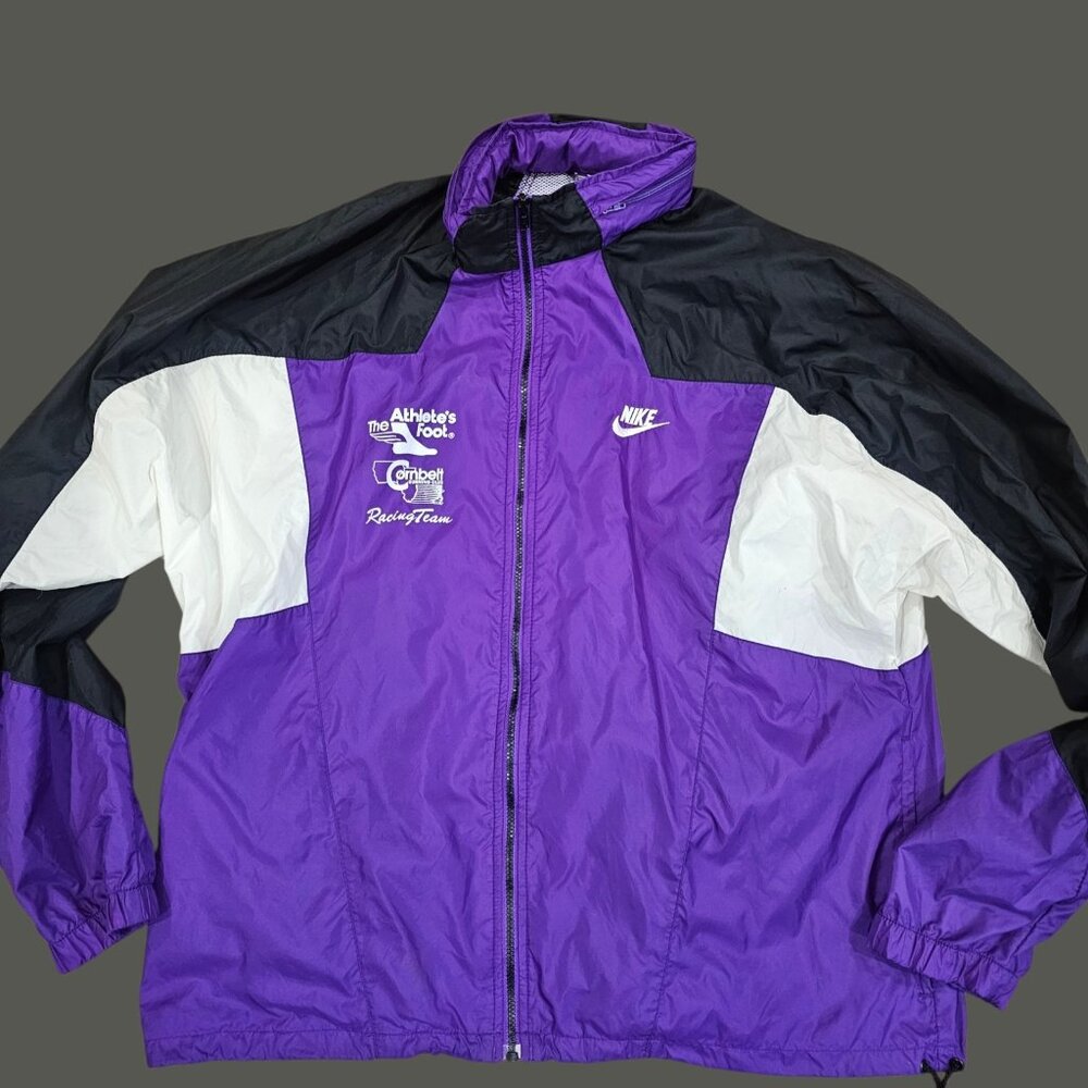 90s Nike Windbreaker Jacket Cornbelt‎ Running Club Racing Team Sz L Purple